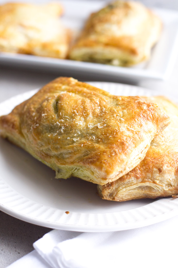 Pesto Chicken Copy Cat Hot Pockets are an excellent alternative to the store bought version. Use your own puff pastry or the recipe included and swap the ingredients to make it your own!