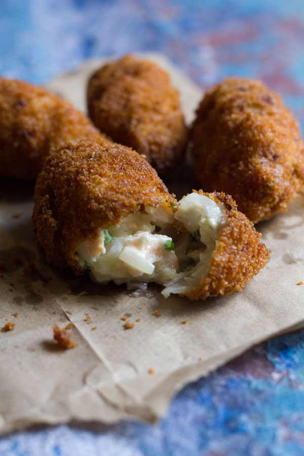 salmon croquettes on a table