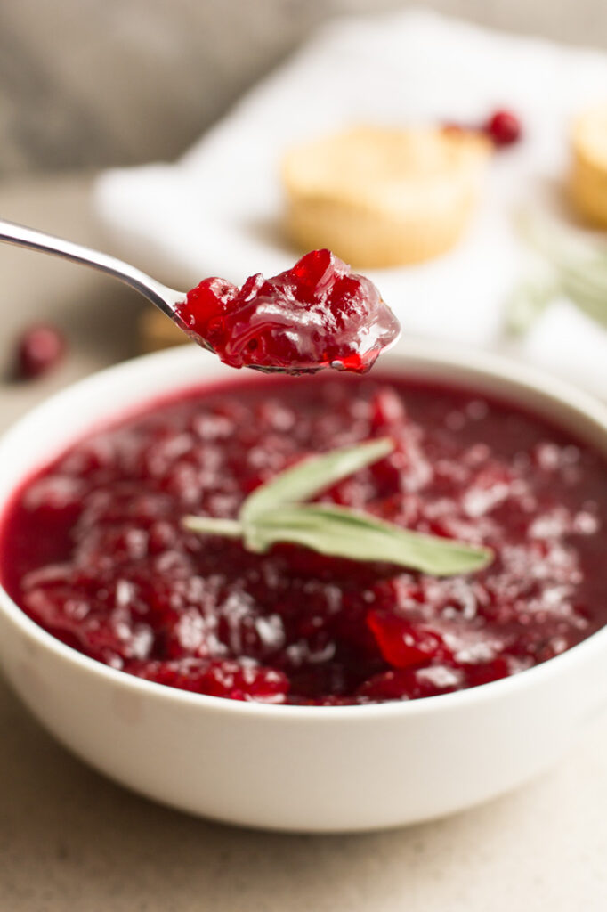 Cranberry Orange Sage Sauce is an easy and fast recipe for homemade cranberry sauce. Make Thanksgiving meal prep easy by making this ahead.