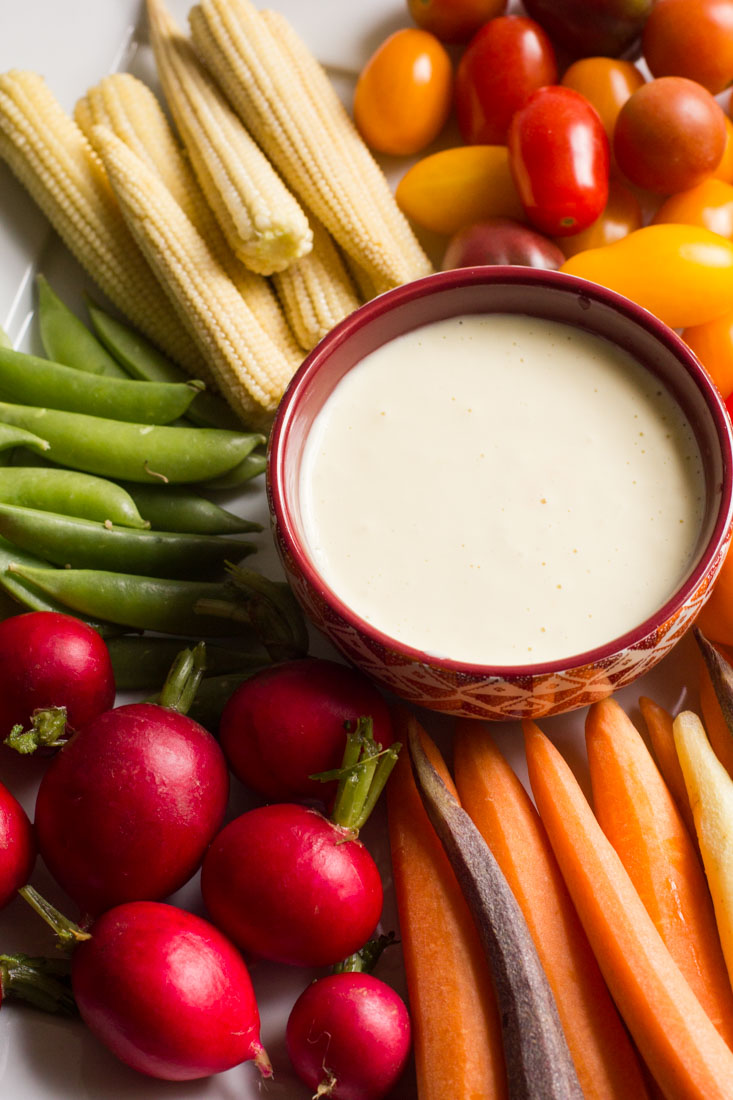 This 5 minute garlic aioli is super easy and flavorful. Perfect as a dip for veggies and fried potatoes or a spread for sandwiches.