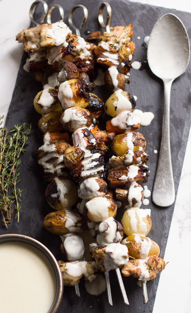 This version of Coq Au Vin Blanc is different - it's on a skewer! Grilled and smothered in a white wine sauce, it's perfect for your next barbecue.