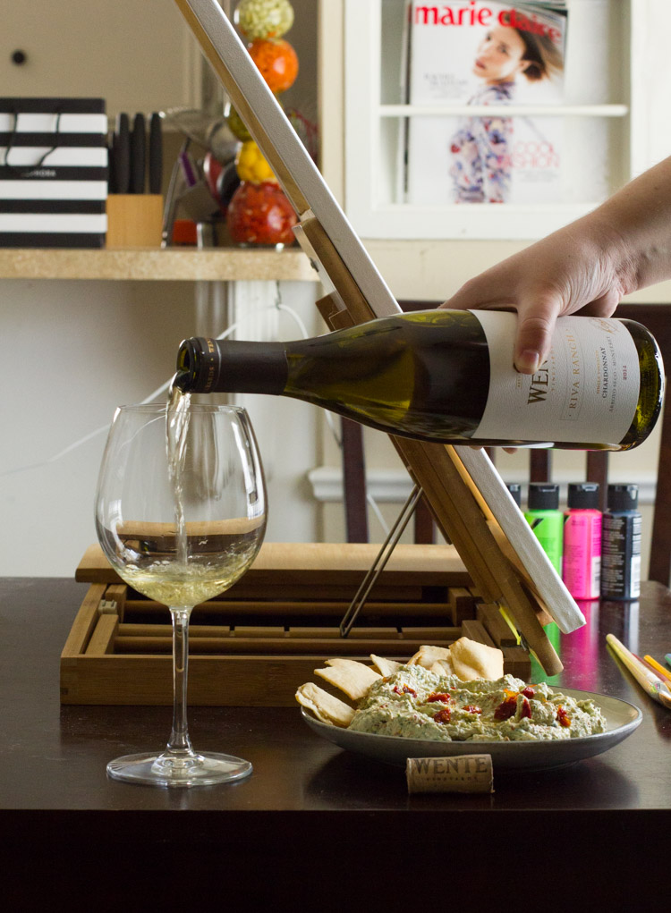 This whipped feta dip with spinach and sundried tomatoes is the perfect party dip for a small or large gathering and pairs wonderfully with a glass of white wine.