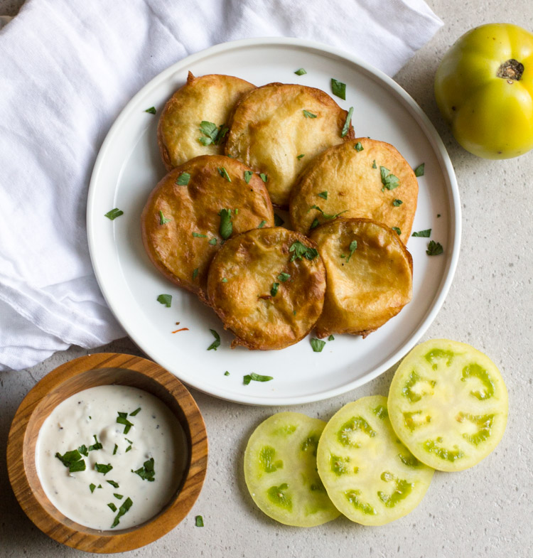 Fried green tomatoes are made super quick and easy with this beer-free batter!