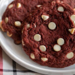 These Red Velvet Cookies are made with a simple, classic recipe. Crispy on the outside, soft and chewy on the inside. They're perfect for Valentines Day!