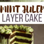 This Mint Julep Layer Cake is a delicous, moist chocolate bourbon cake with a mint swiss buttercream and chocolate ganache drip. Perfect for Derby Day or anyone that loves mint juleps!