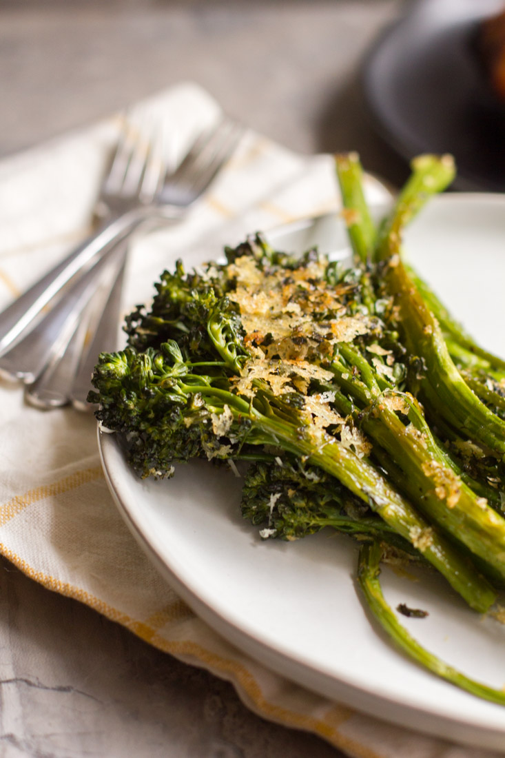 Sheet Pan Roasted Broccolini on a plate