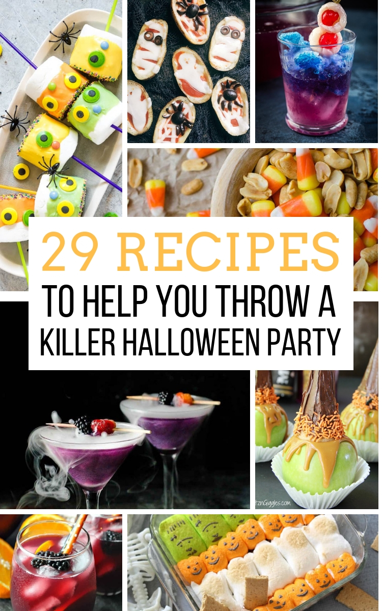 A fun and festive list of recipes to help you throw the best Halloween party! Some of our favorites are bloody red velvet poached pears, bourbon butterbeer, witchy caramel apples, oreo mummy pops, and halloween pizza potato skins!