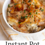 These delicious caramelized onion mashed potatoes are made in an Instant Pot - super easy and super flavorful!