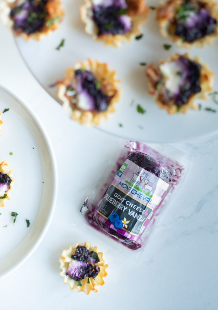 blueberry goat cheese appetizers on a plate