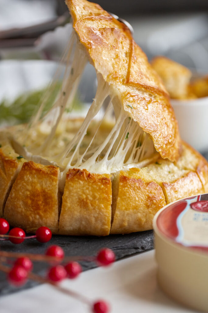 baked brie in a pull apart bread bowl