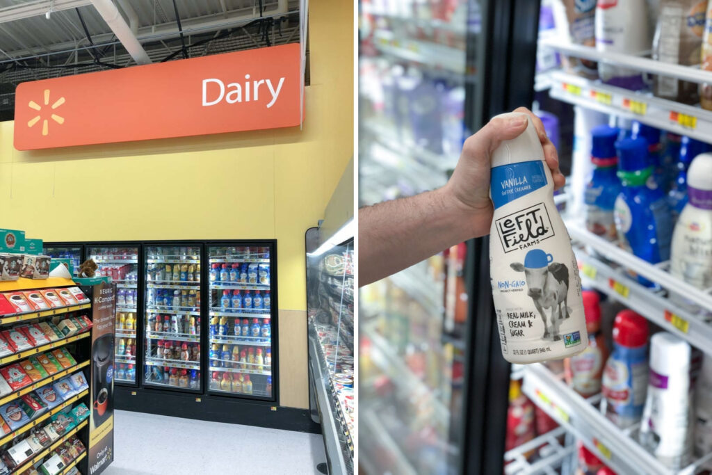 the dairy section of walmart and left field farms creamer
