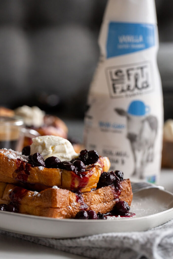 stuffed french toast with blueberry sauce and cream