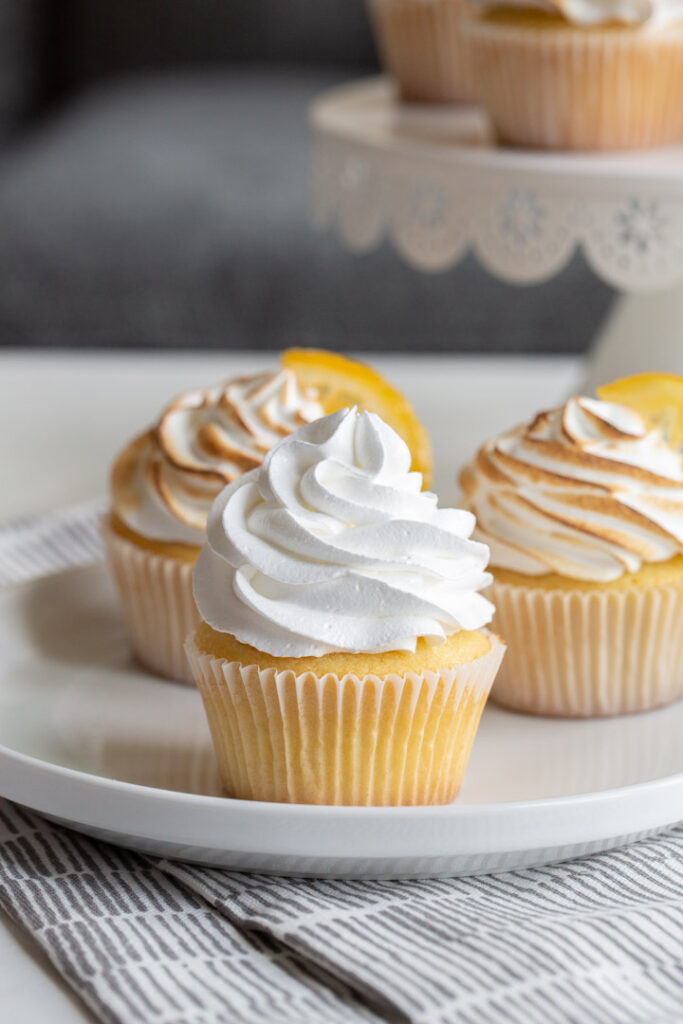 lemon meringue cupcakes that have not been charred yet