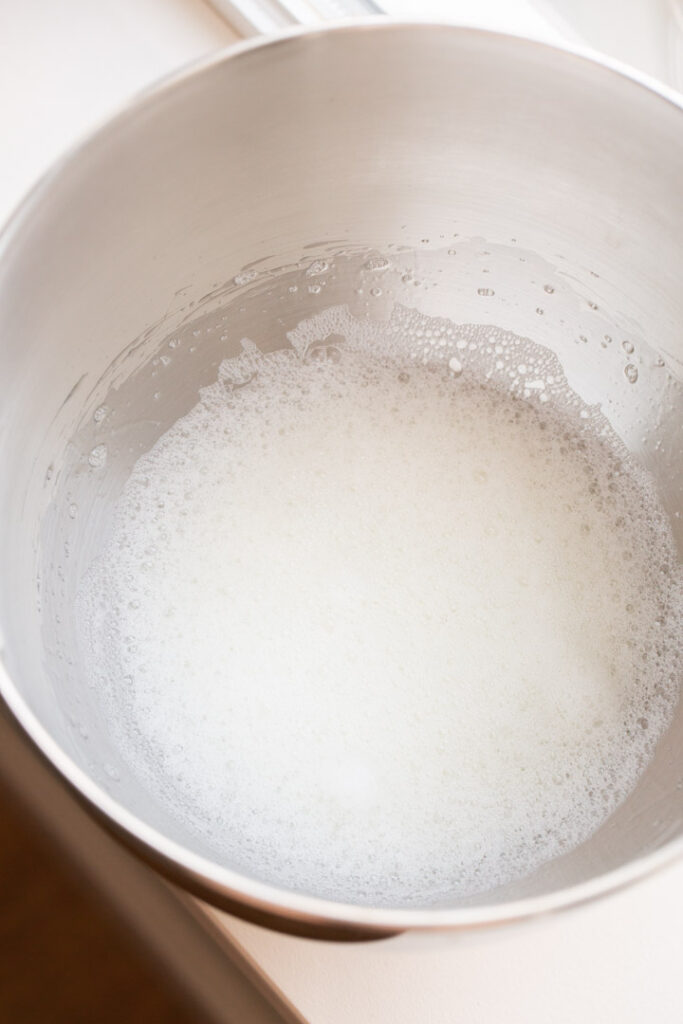 whipped egg whites in a bowl