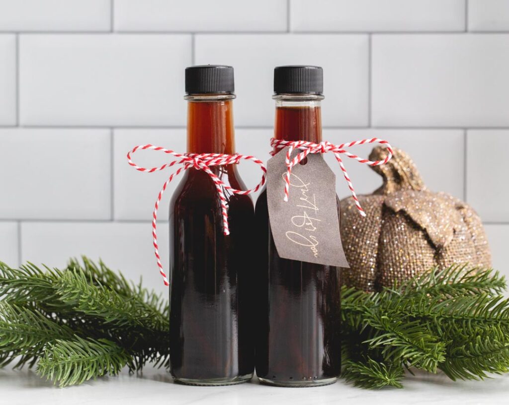 Homemade Vanilla Extract in gift bottles