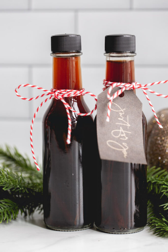 homemade vanilla extract in gift bottles