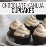 Rich malted chocolate cupcakes topped with kahlua buttercream and a boozy chocolate ganache. These cupcakes are great for parties and coffee lovers!