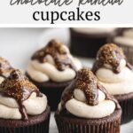 Rich malted chocolate cupcakes topped with kahlua buttercream and a boozy chocolate ganache. These cupcakes are great for parties and coffee lovers!