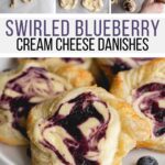 Make the best blueberry cream cheese danish with this easy recipe! Puff pastry dough is twirled and topped with a sweet cream cheese mixture and homemade balsamic blueberry sauce.