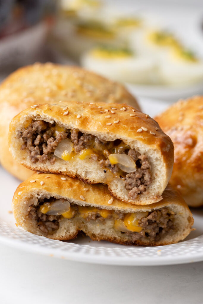 open faced cheeseburger stuffed buns