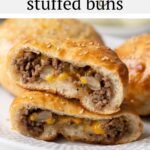 #AD These super yummy cheeseburger stuffed buns are packed with beef, cheese, onions and wrapped in golden brown pizza dough. They're easy to prepare and fun to eat while watching the game! #Safeway